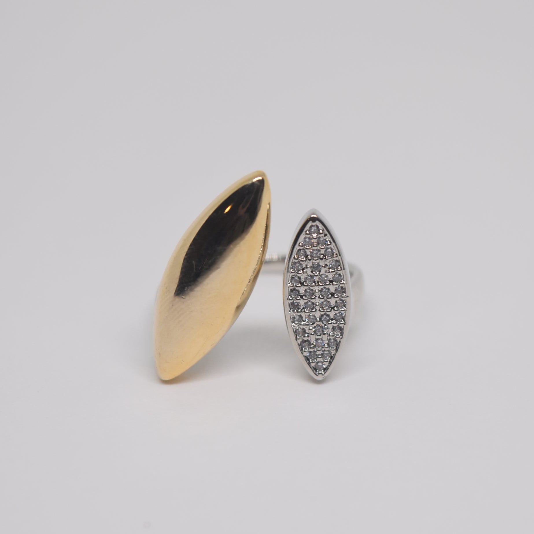 Double Leaf Gold and Silver Ring