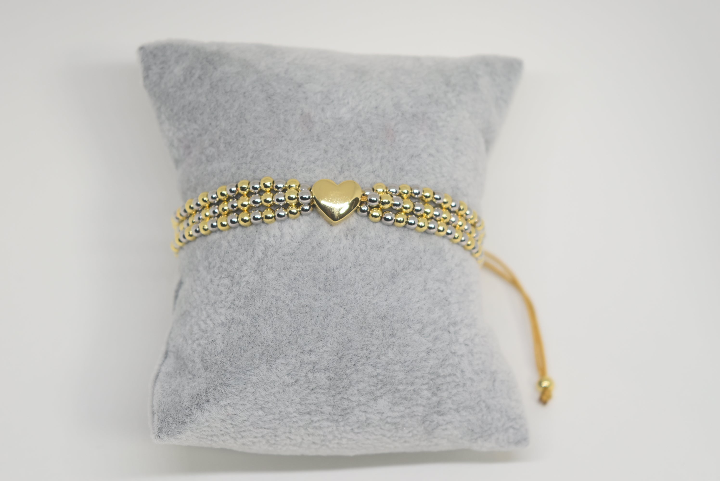 Heart Gold and Silver Beads Bracelet