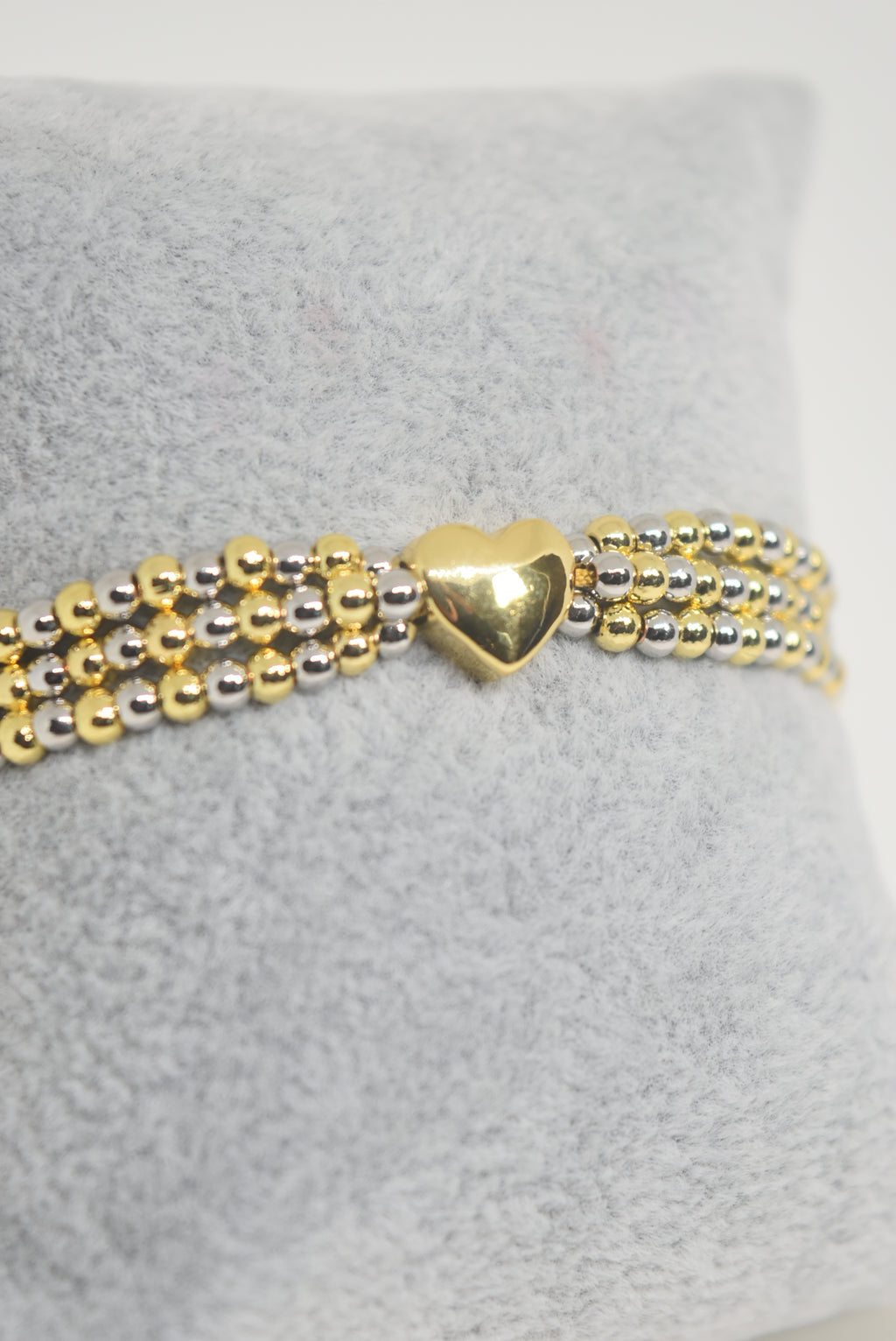 Heart Gold and Silver Beads Bracelet