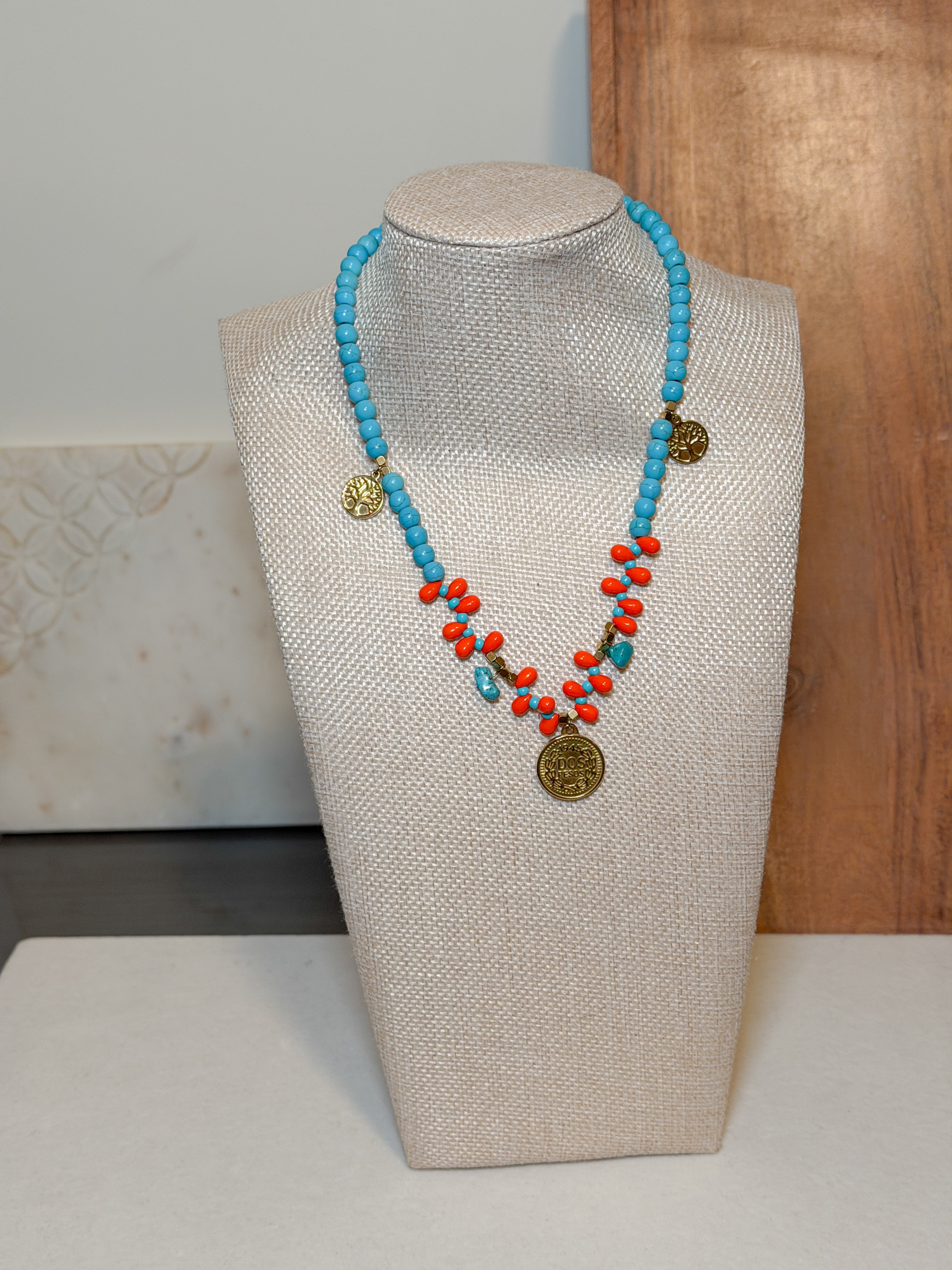 Turquoise and Coral Necklace