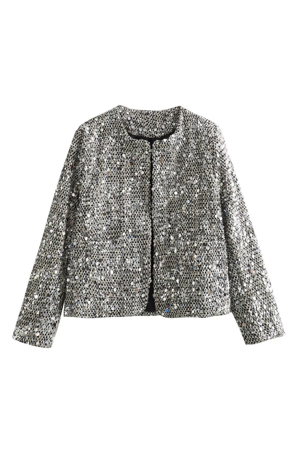 Silver Tweed Bomber Jacket
