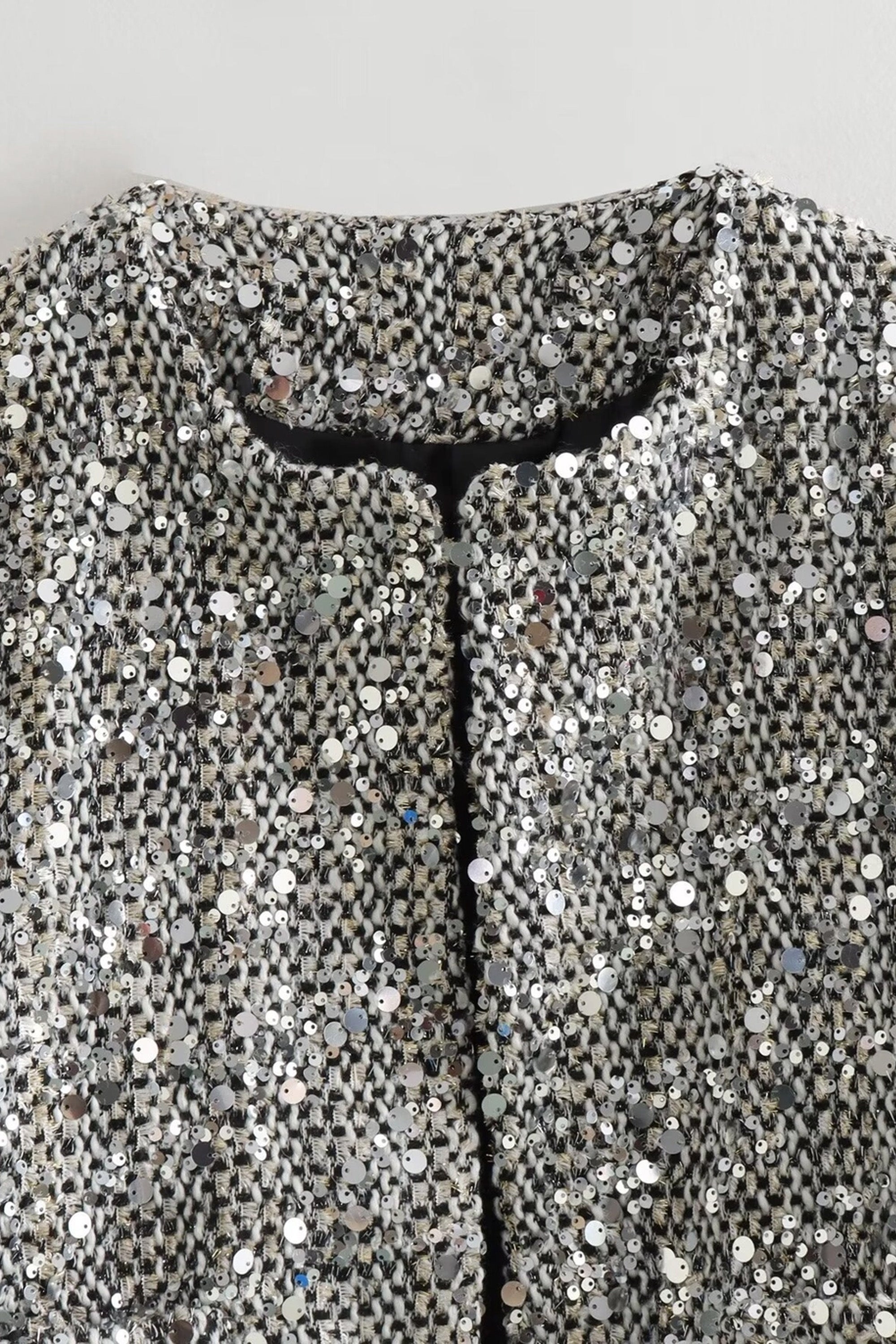 Silver Tweed Bomber Jacket