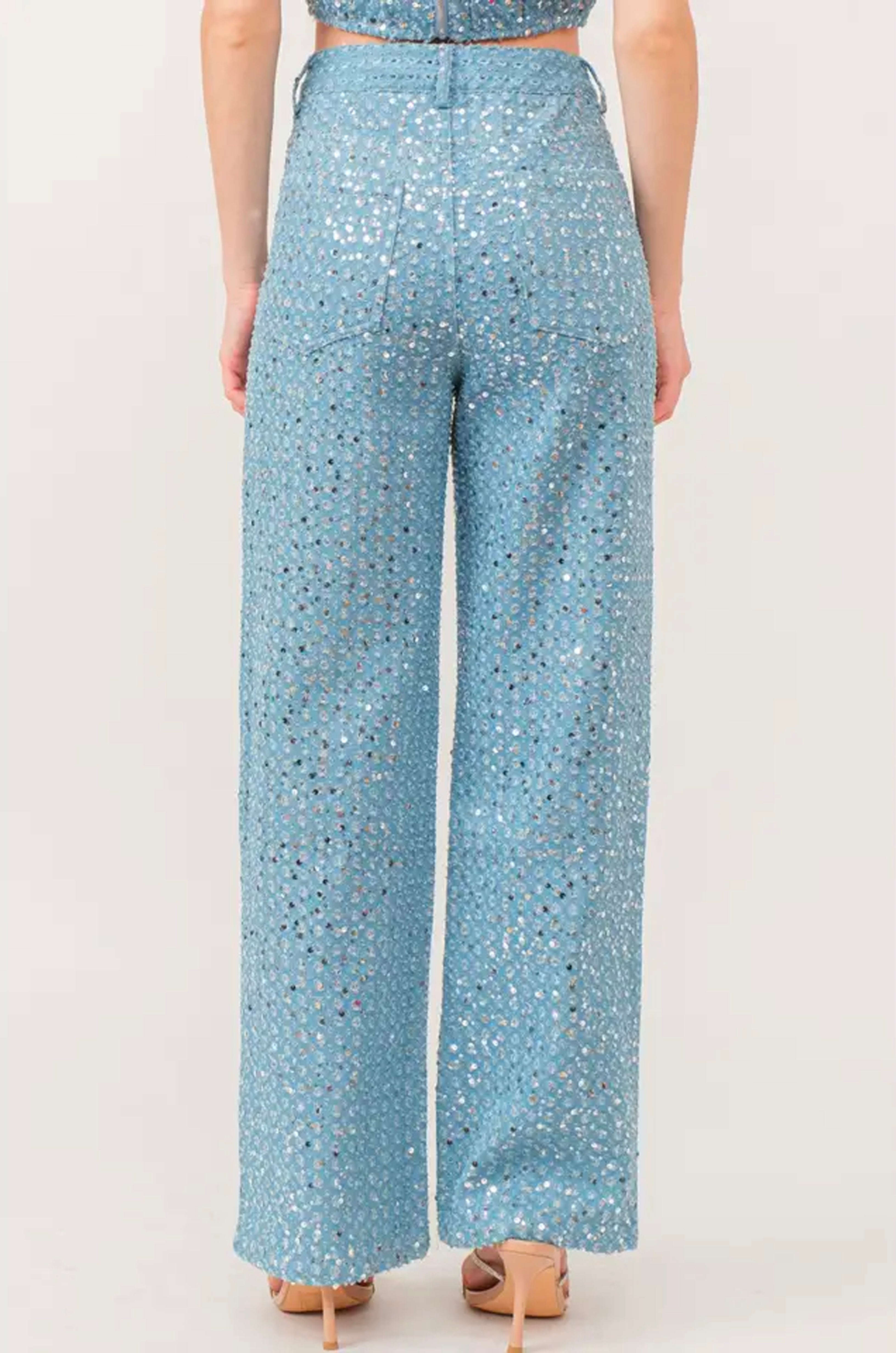 Sequin Light Wash Jeans