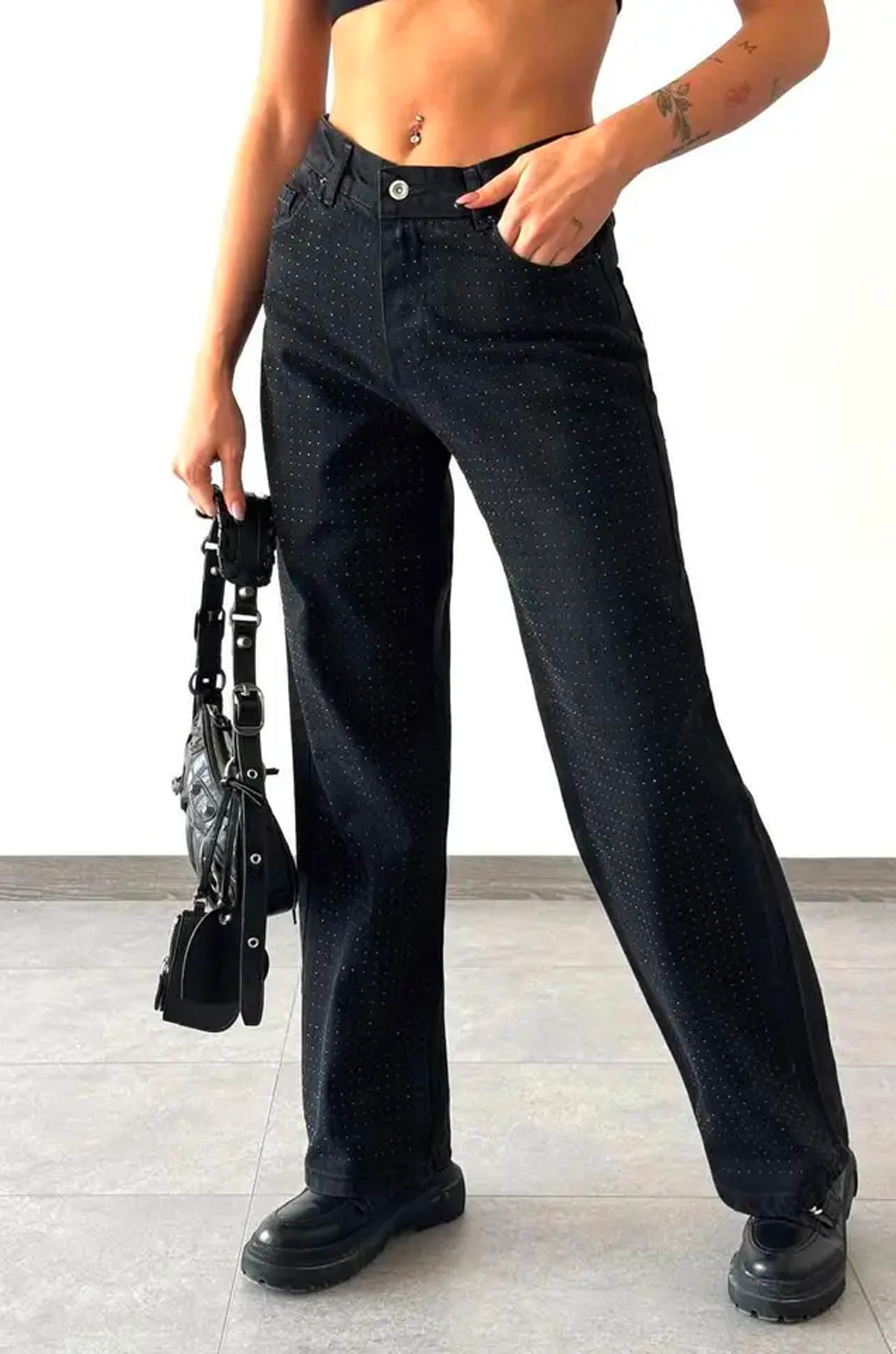 Sparkle Straight Leg Black Jeans