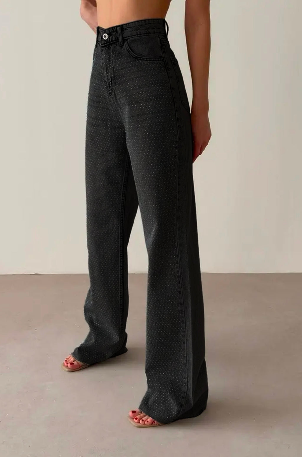 Sparkle Straight Leg Black Jeans