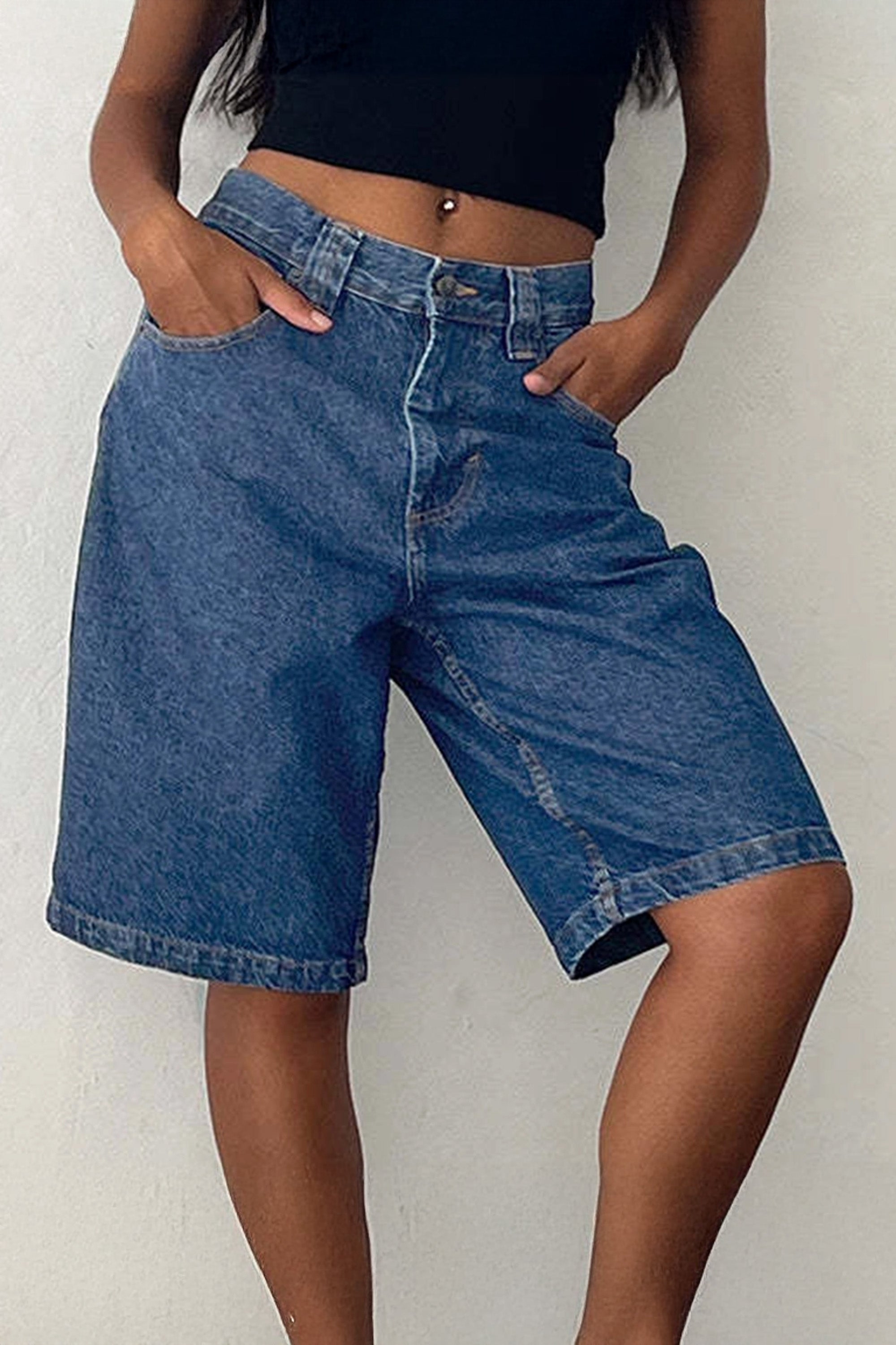 Blue Denim Bermuda Pants