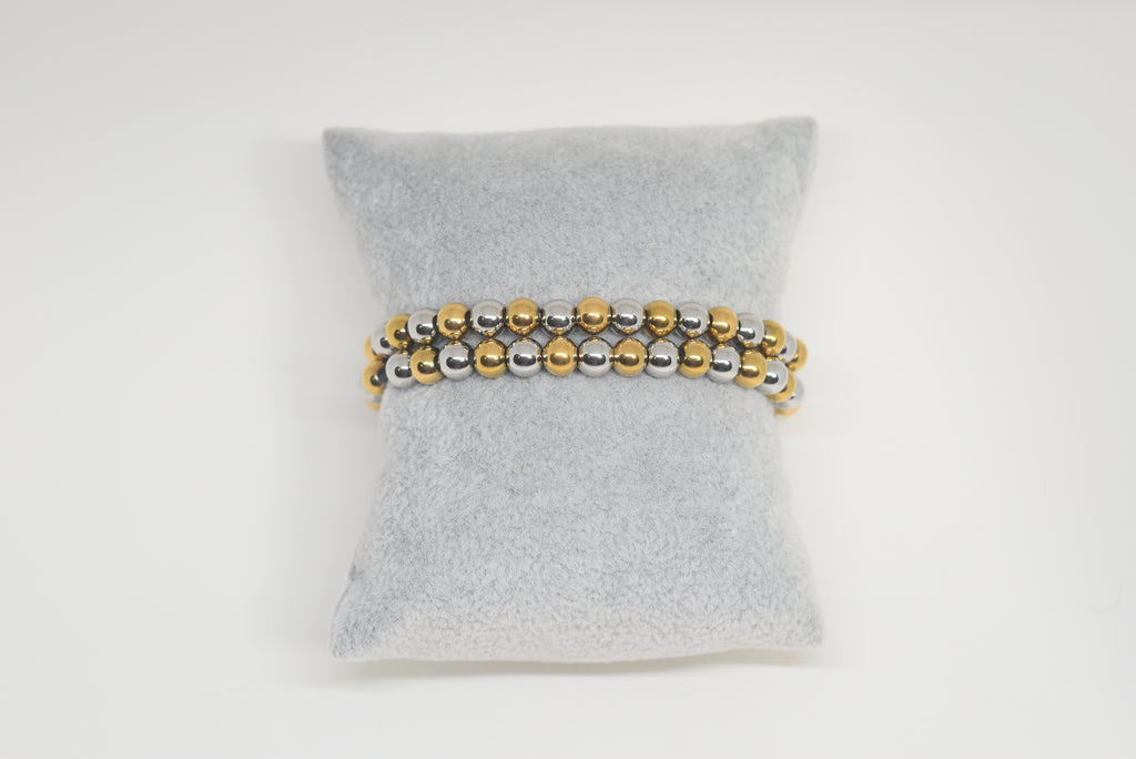 Gold and Silver Beads Bracelet