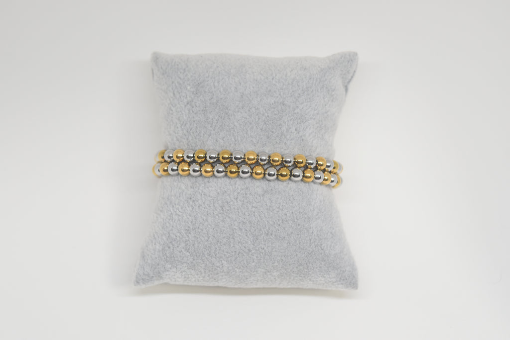 Gold and Silver Beads Bracelet