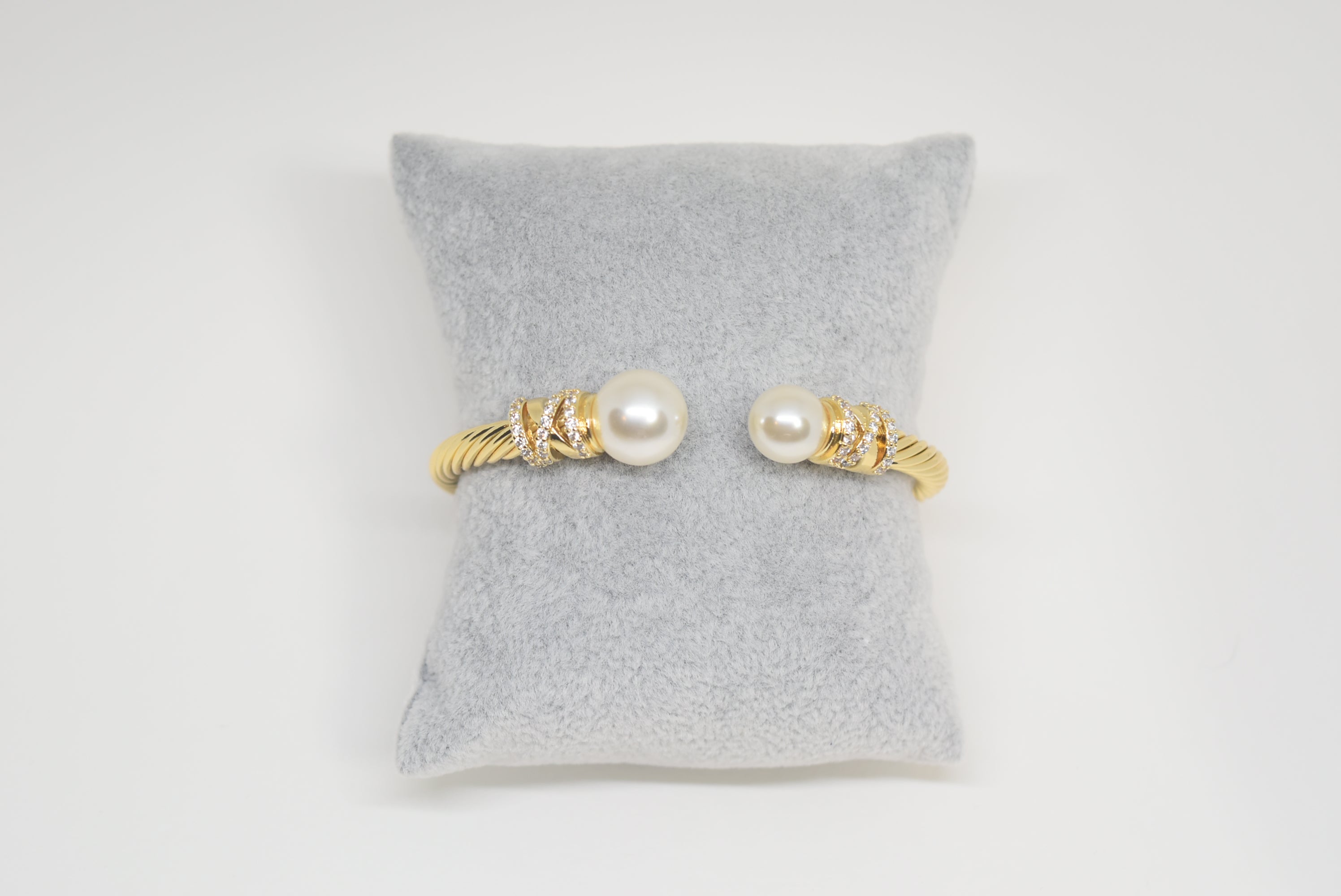 Open Front Pearls and Rhinestones Bracelet