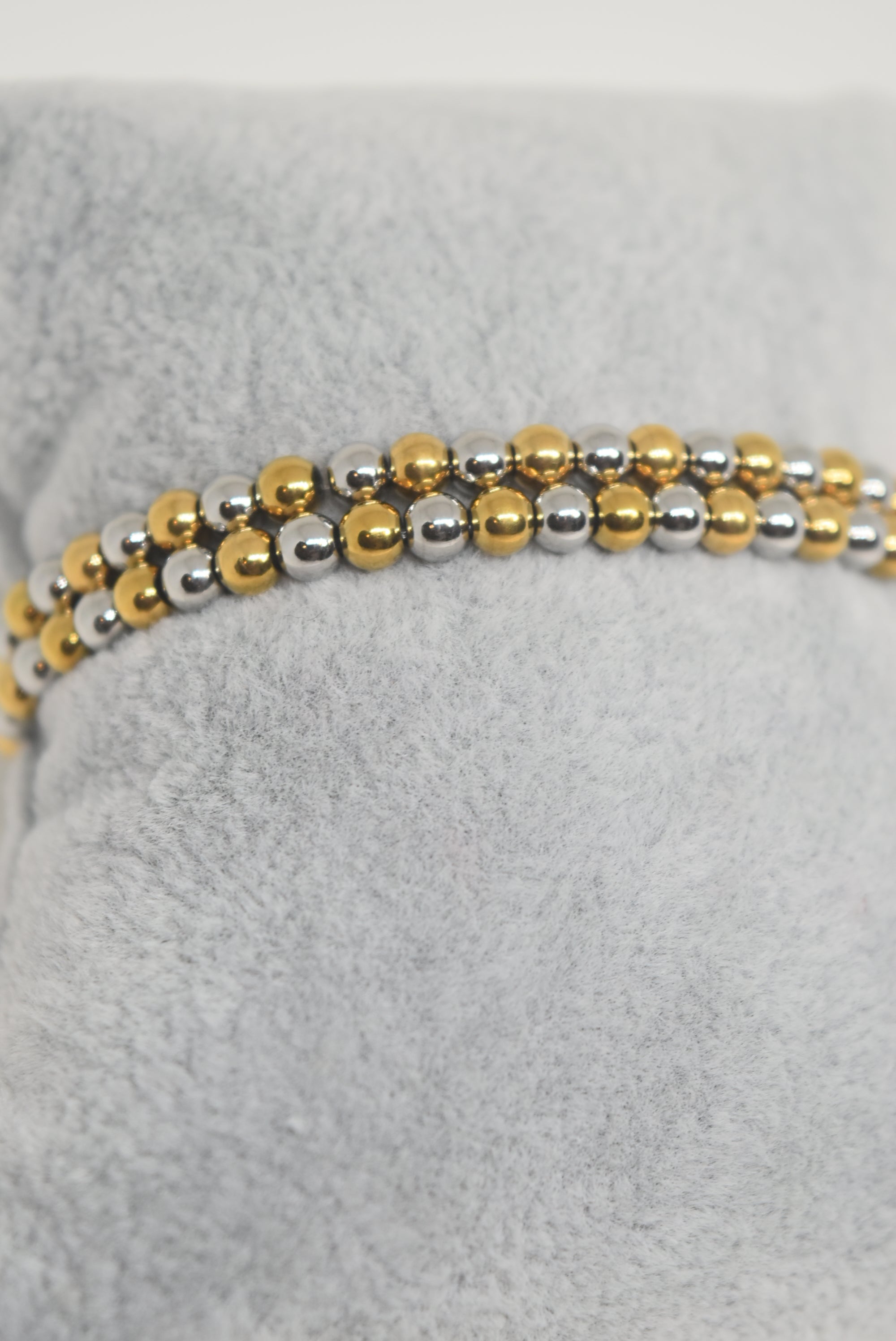 Gold and Silver Beads Bracelet