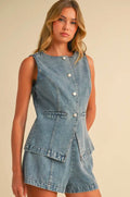 Denim Vest and Shorts Set