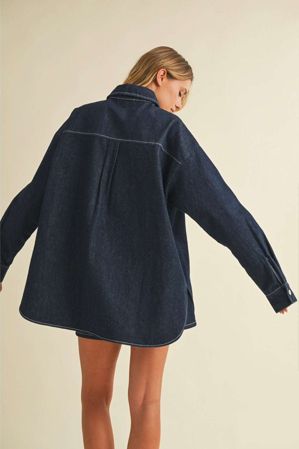 Oversized Denim Jacket with Matching Skirt Set