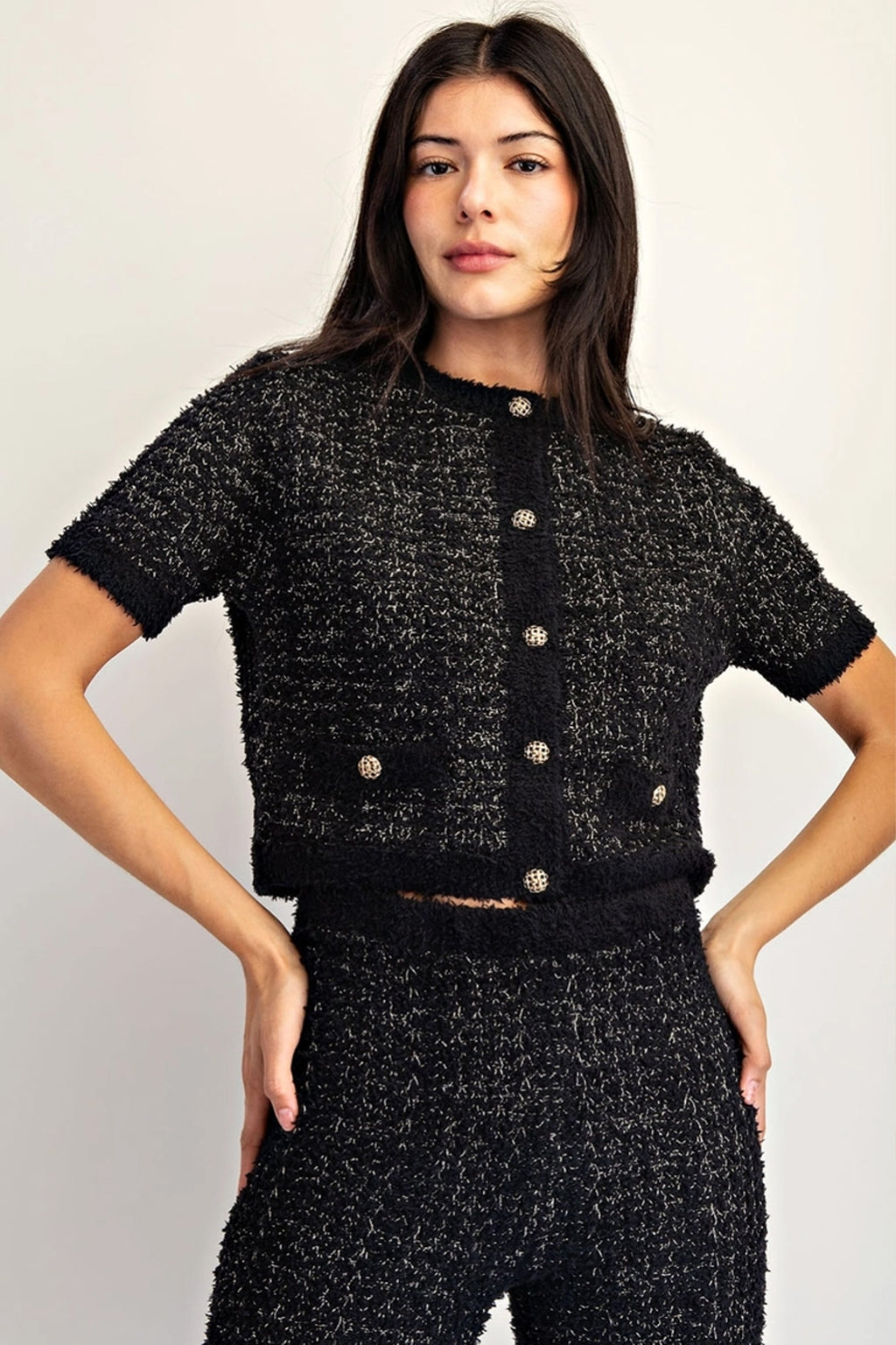 Tweed Cardigan with Matching Pants Set