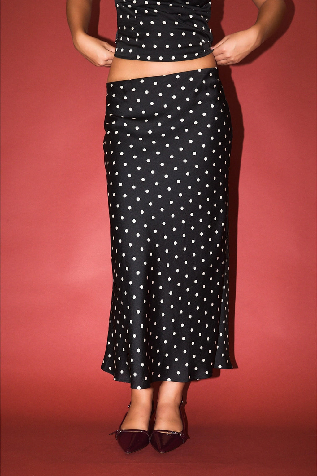 Polka Dot Strapless Top and Maxi Skirt