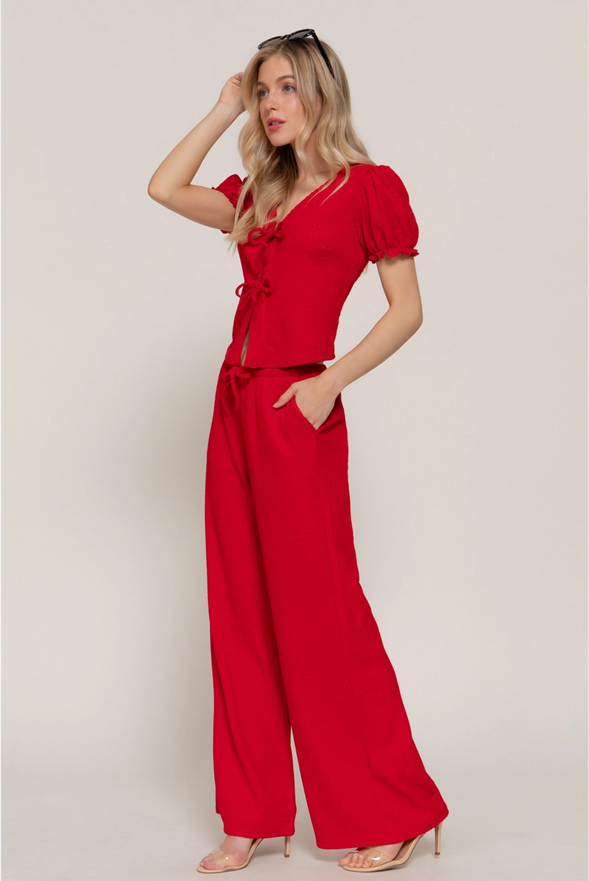 Red Bow Tie Top & Pants Set