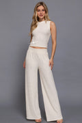 Sparkling Ivory Top & Straight Wide Pant Set