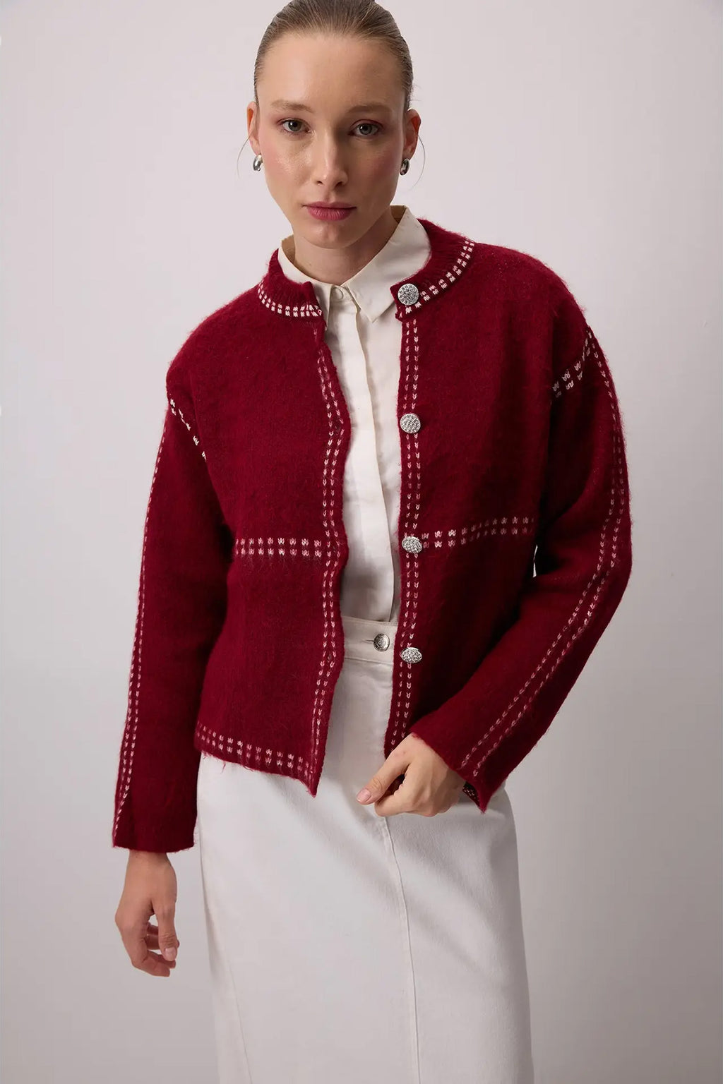 Button Down Red Cardigan