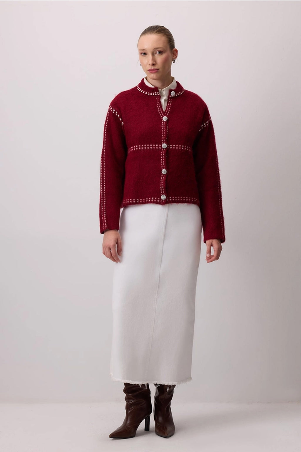 Button Down Red Cardigan