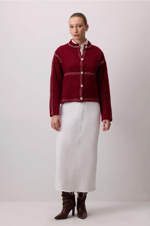Button Down Red Cardigan