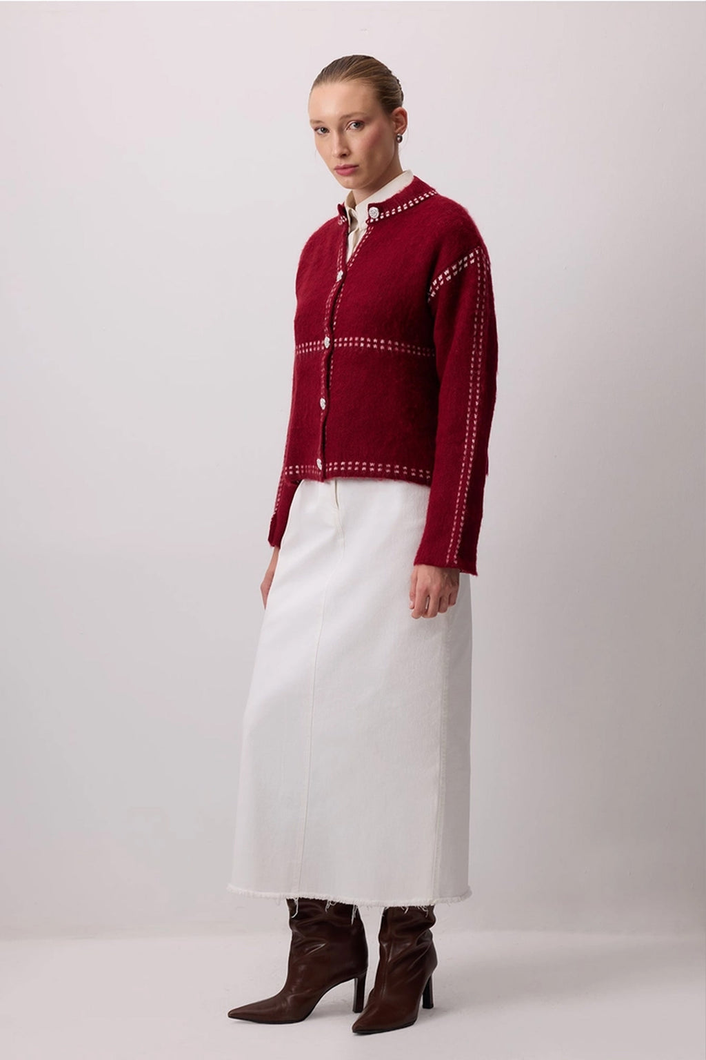 Button Down Red Cardigan