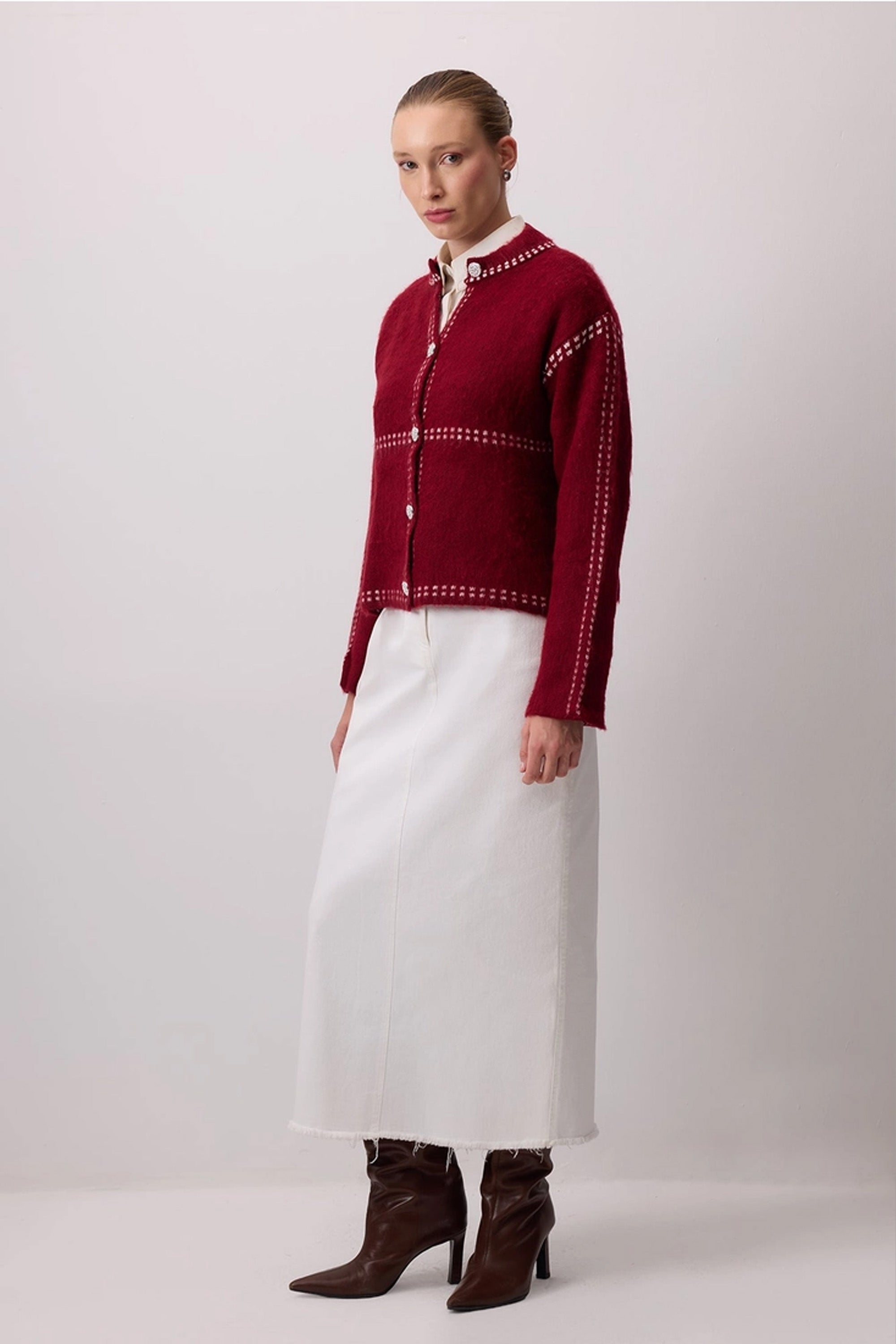 Button Down Red Cardigan