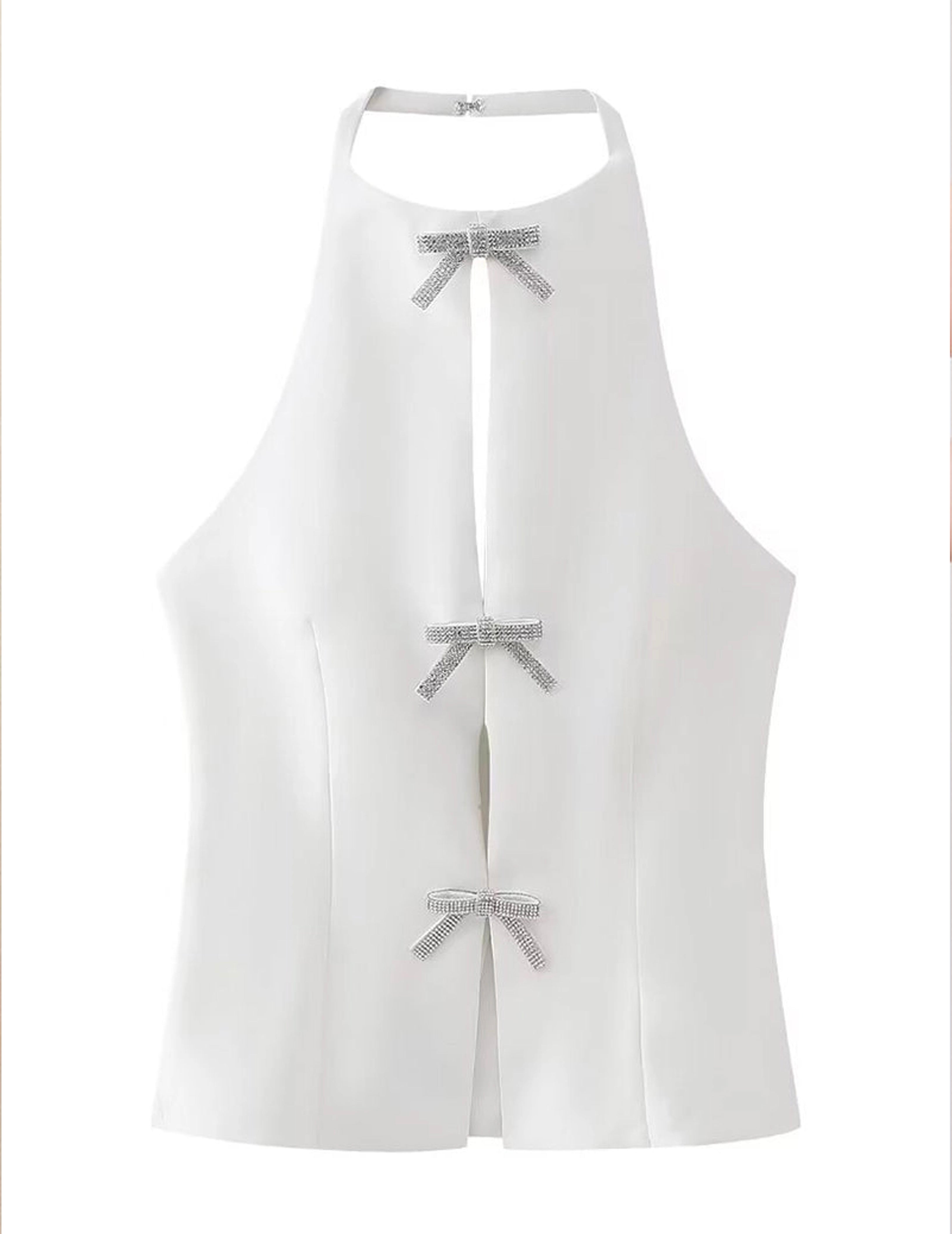 Halter Bow Tie White Top