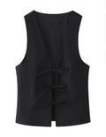 Bow Ties Black Halter Vest Black