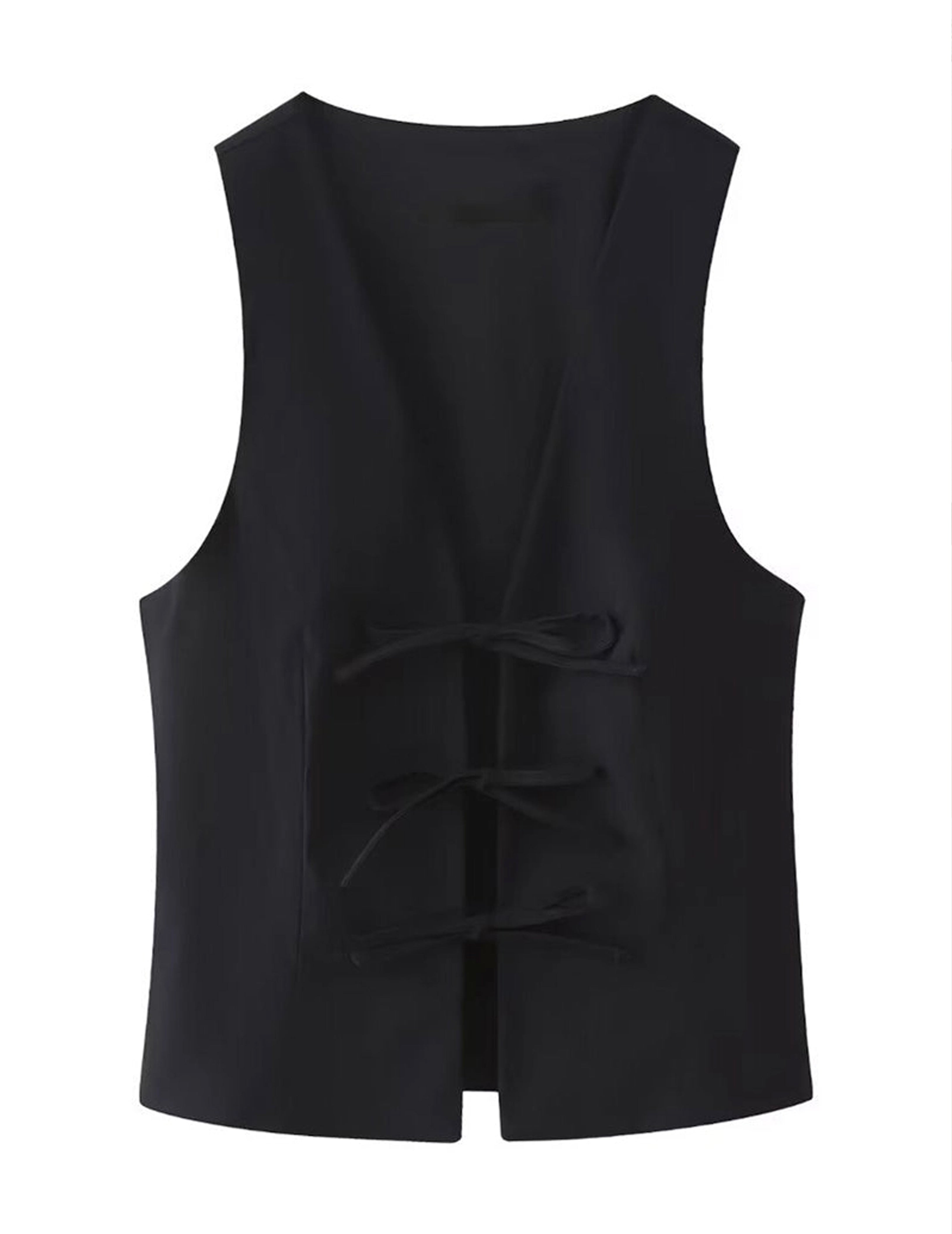 Bow Ties Black Halter Vest Black