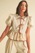 Bow Detail Puff Sleeve Top