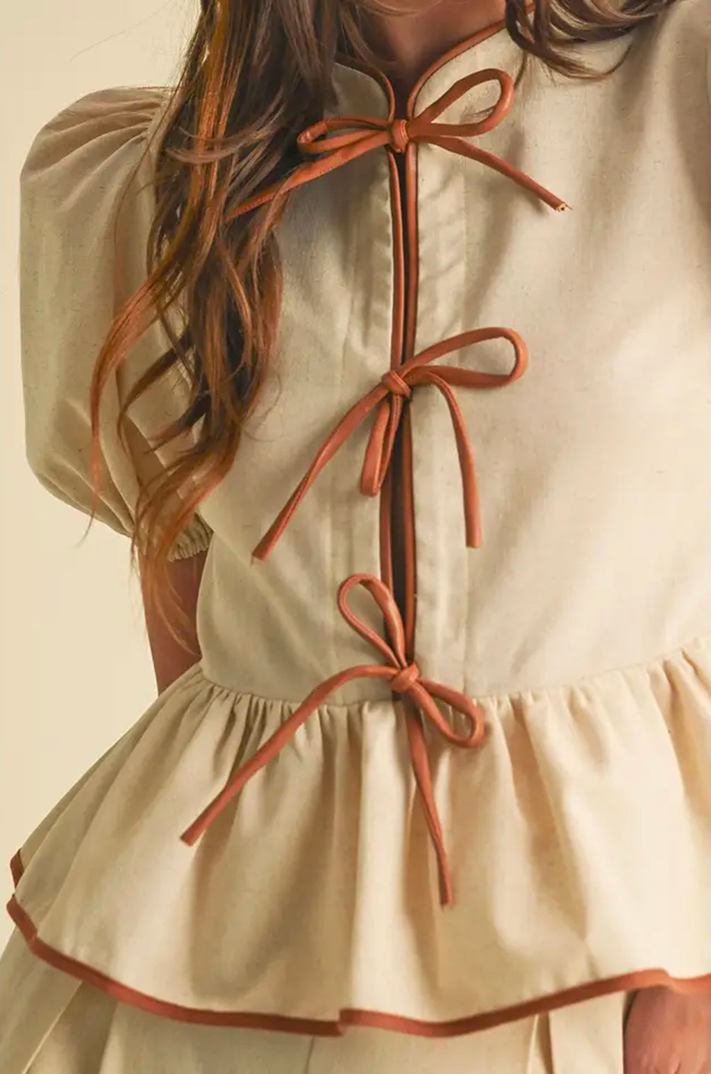 Bow Detail Puff Sleeve Top