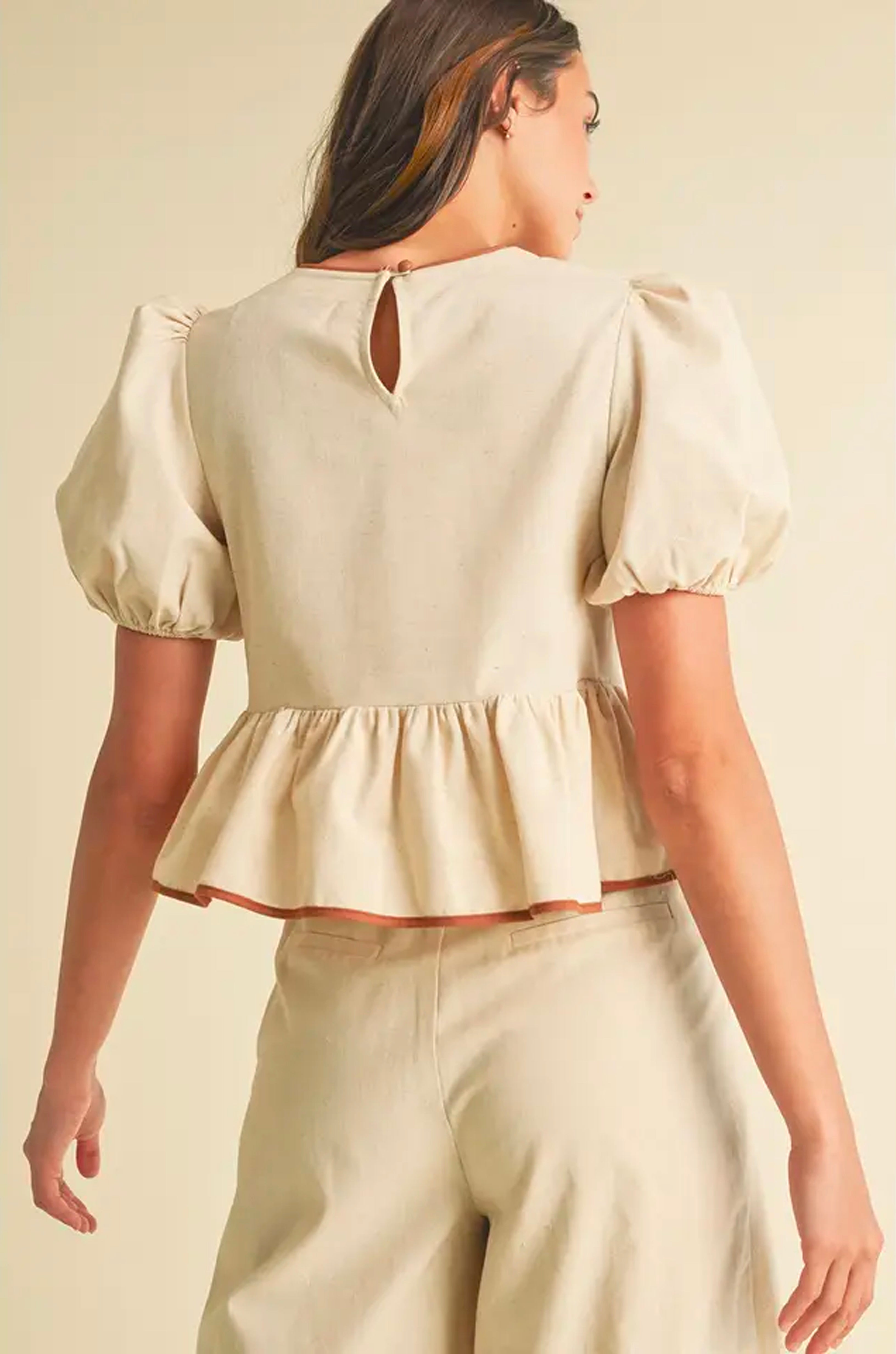 Bow Detail Puff Sleeve Top