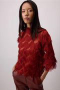 Fringed Detail Blouse Red