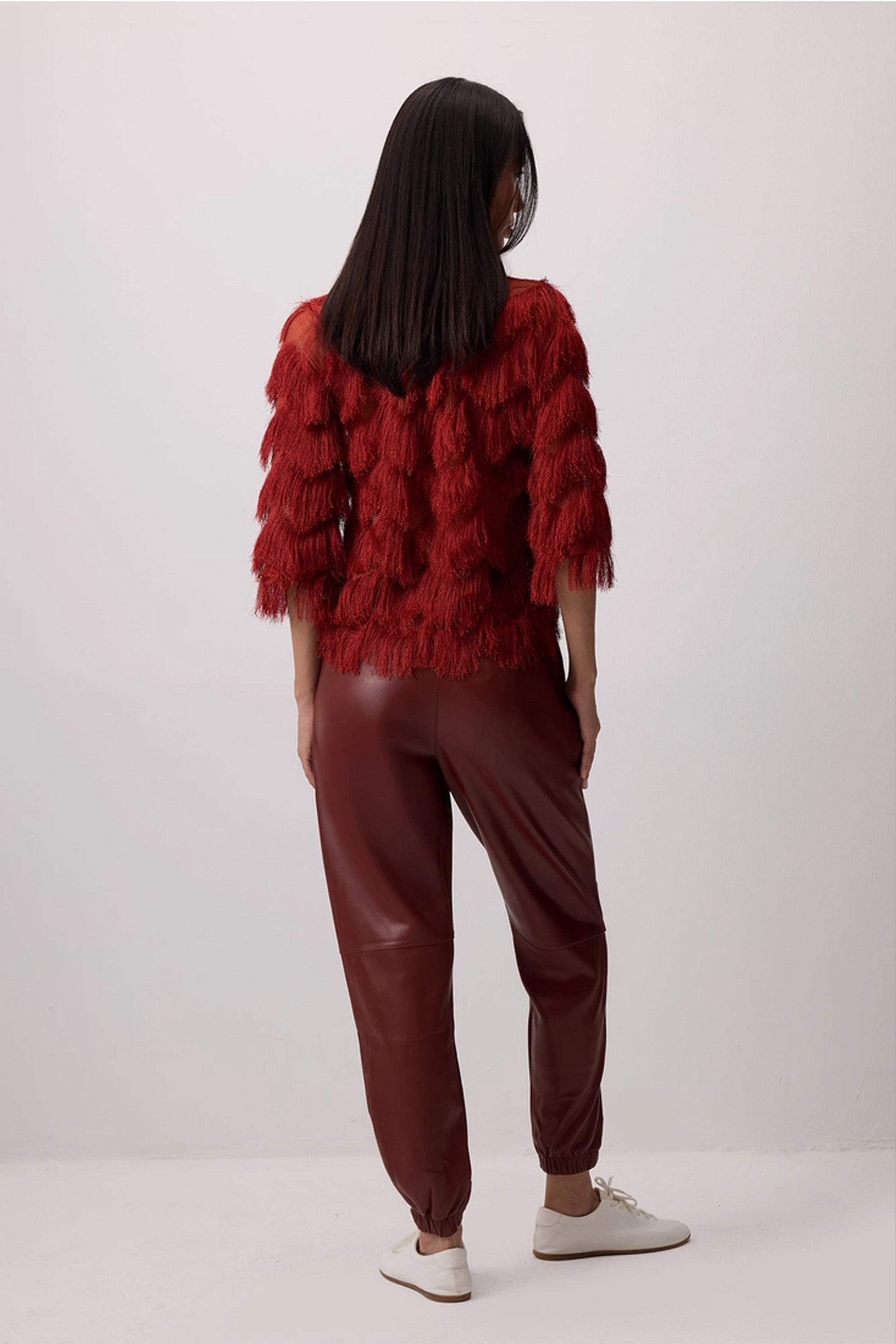 Fringed Detail Blouse Red