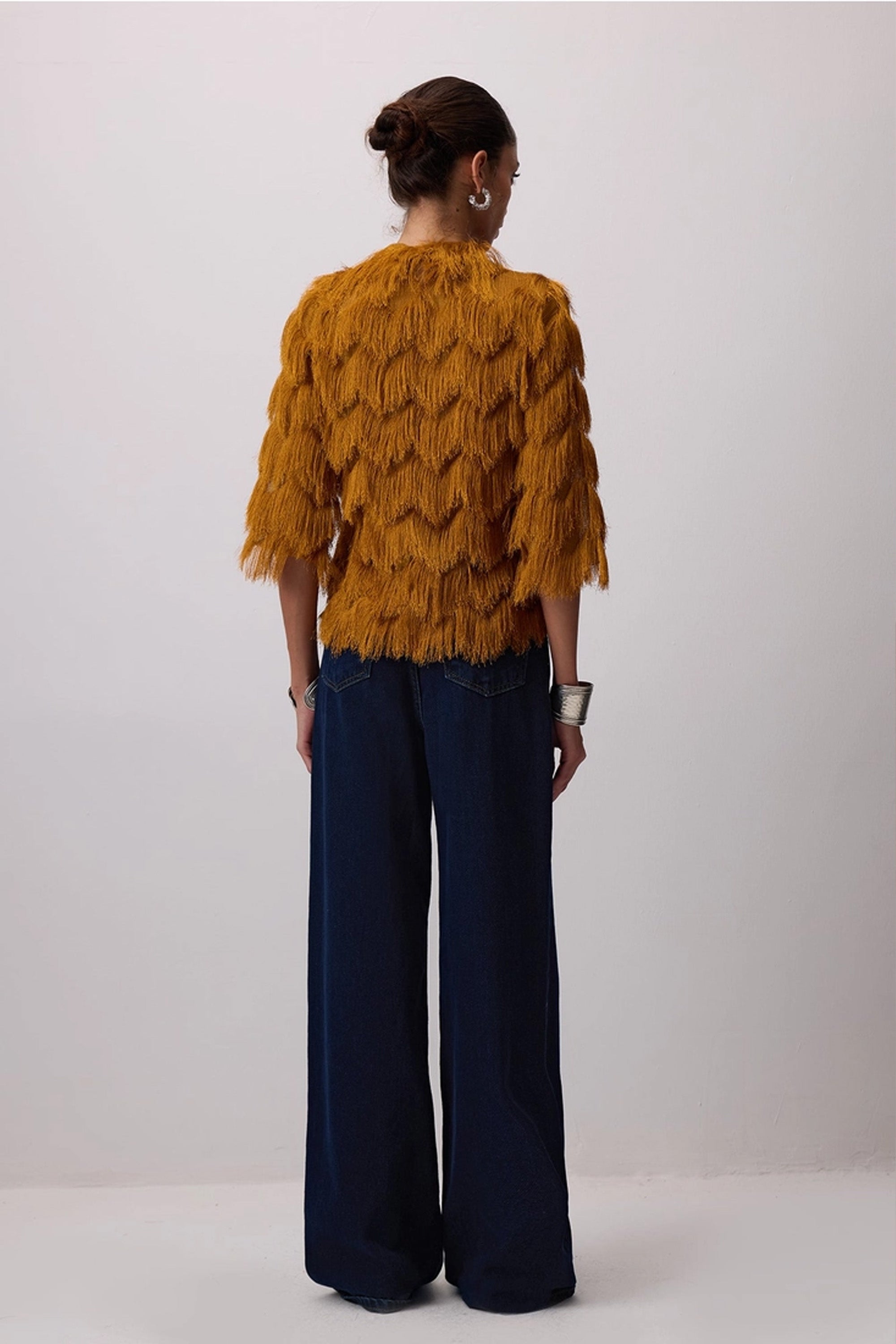 Fringed Detail Blouse Gold