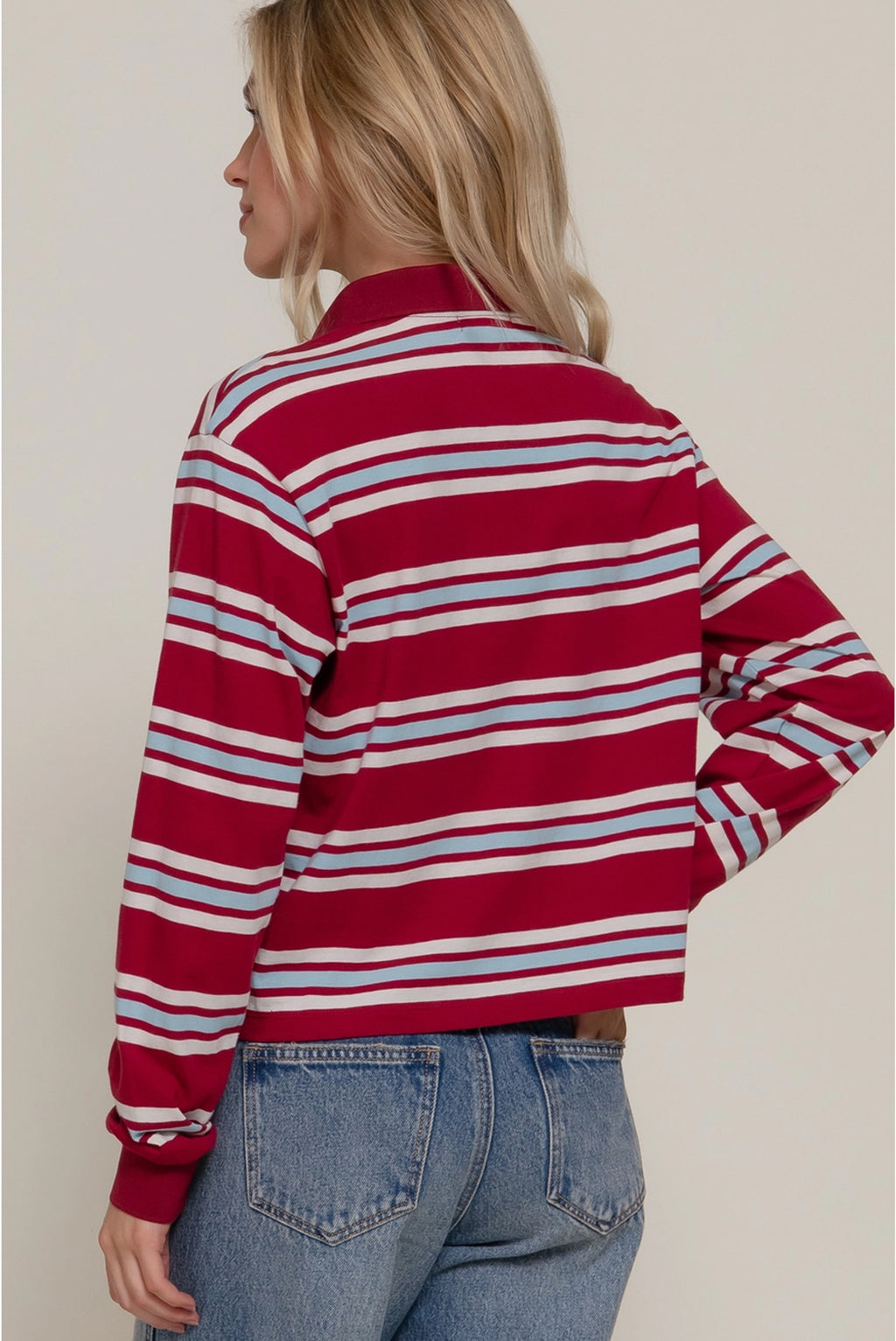 Striped Long Sleve Polo Shirt