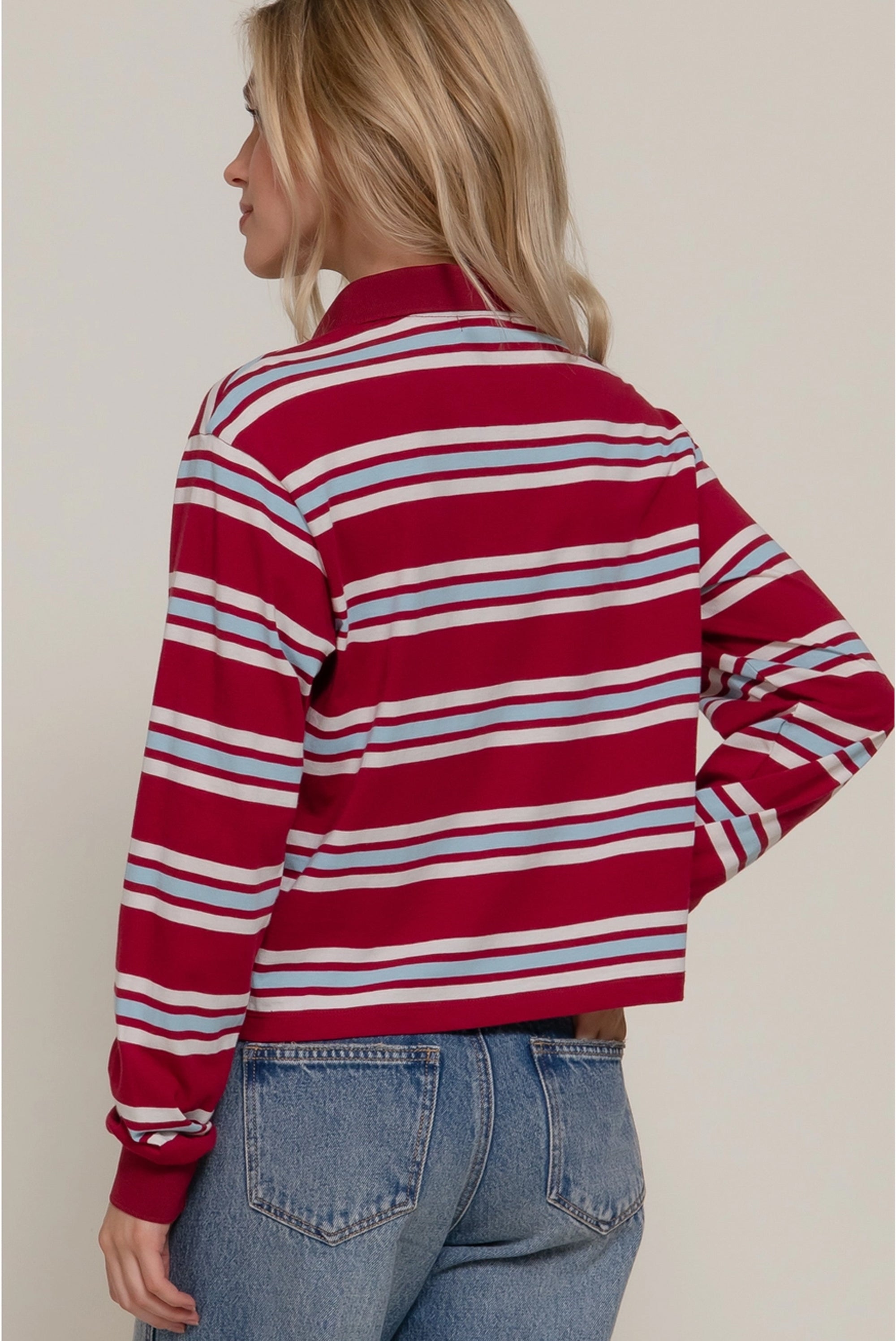 Striped Long Sleve Polo Shirt