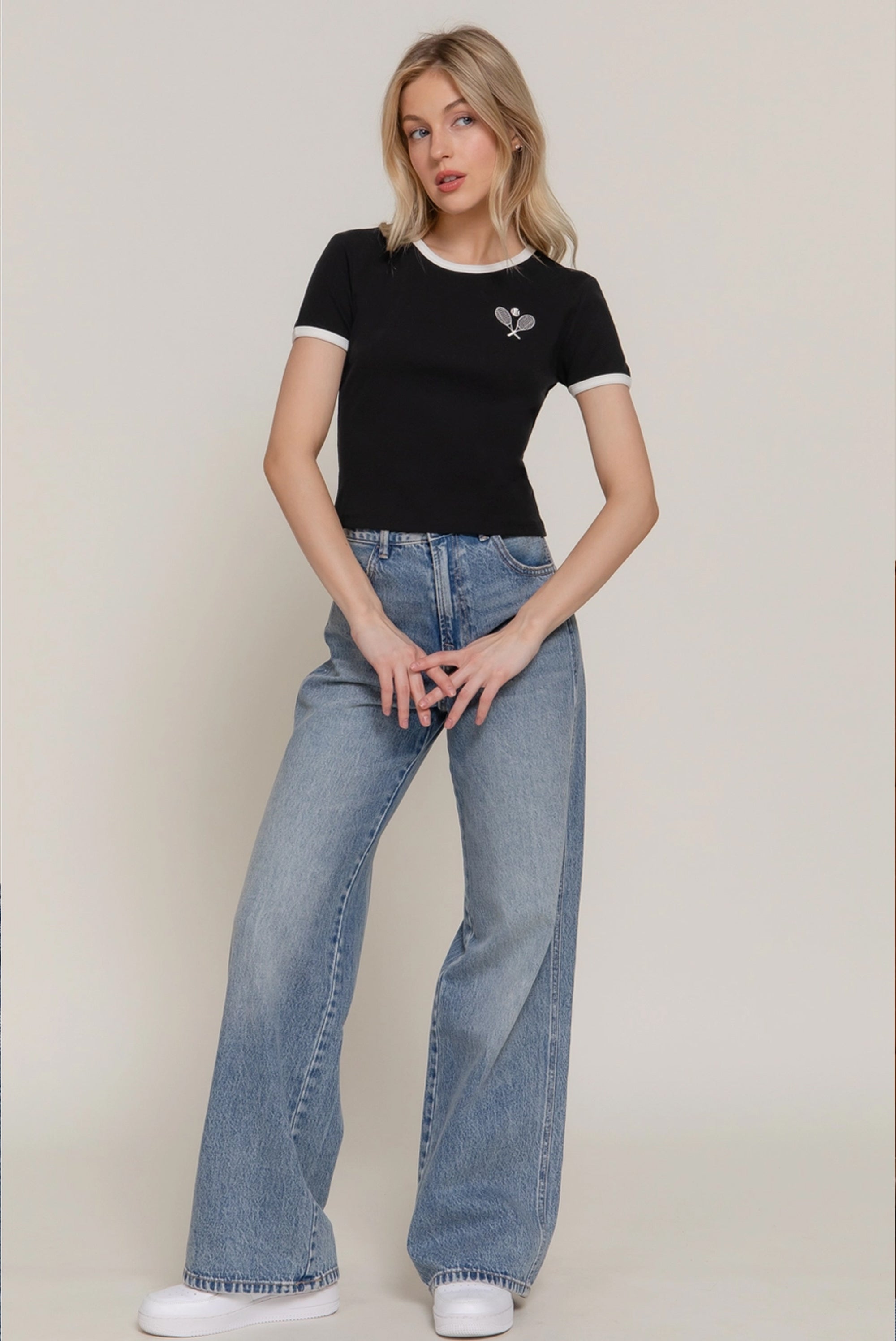 Short Sleeve Tennis Detail T-Shirt