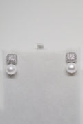 Zircon Square and Pearls Earrings