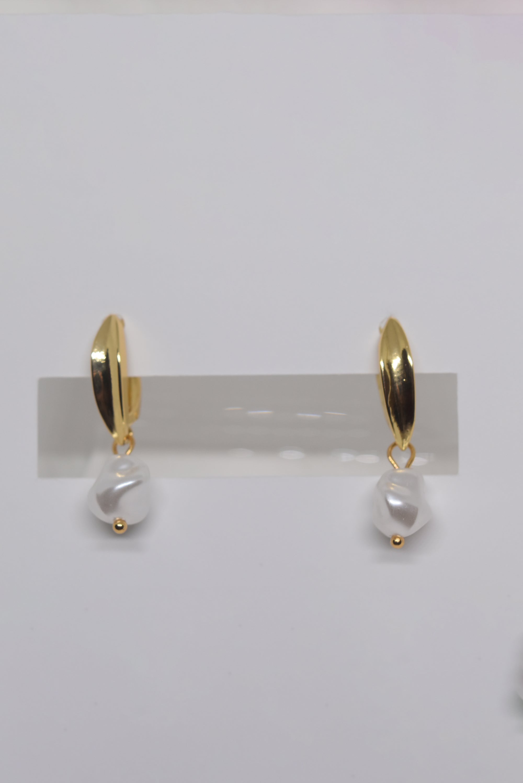 Gold and Pearls Dangle Hoops
