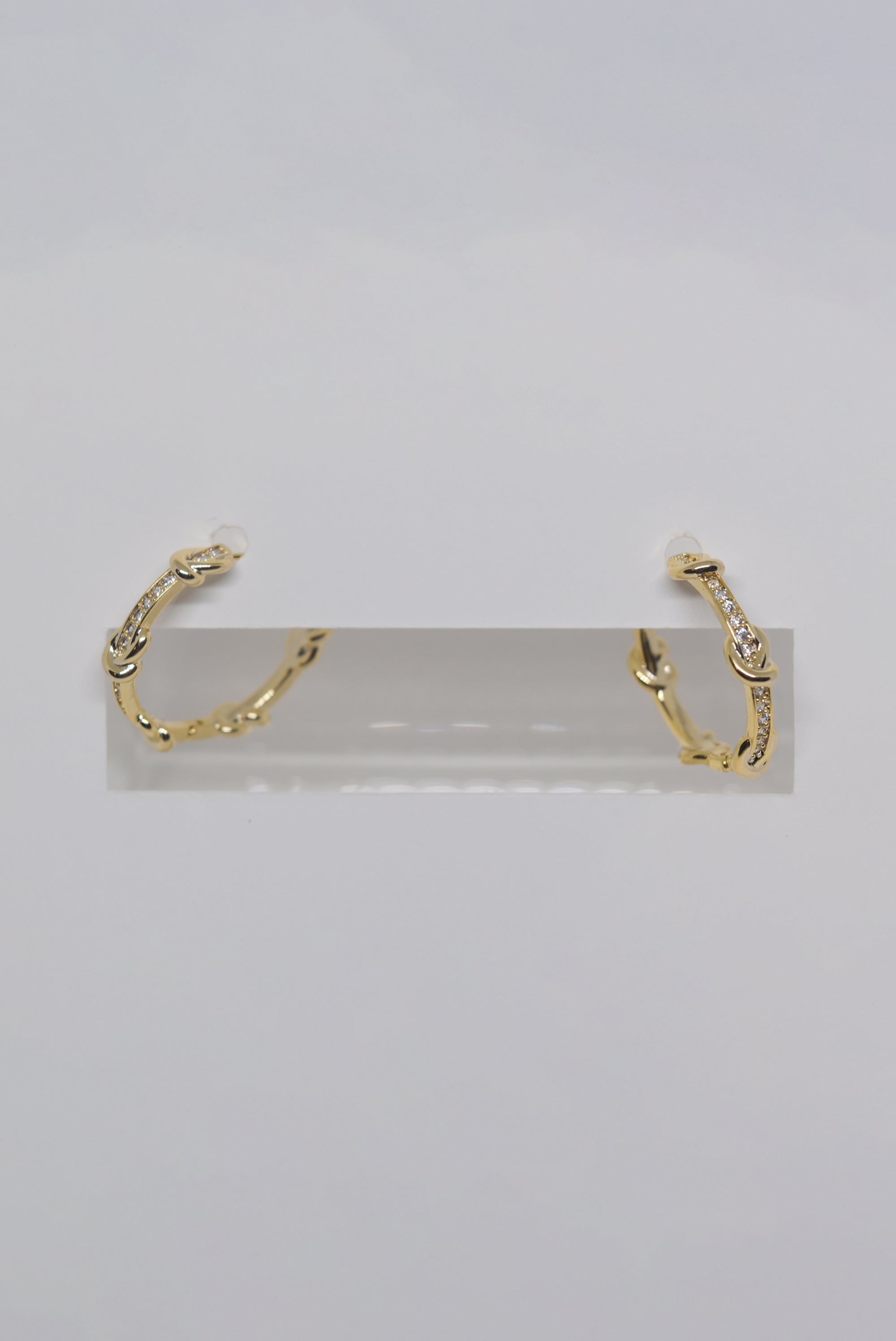 Gold Zircon Knot Hoops
