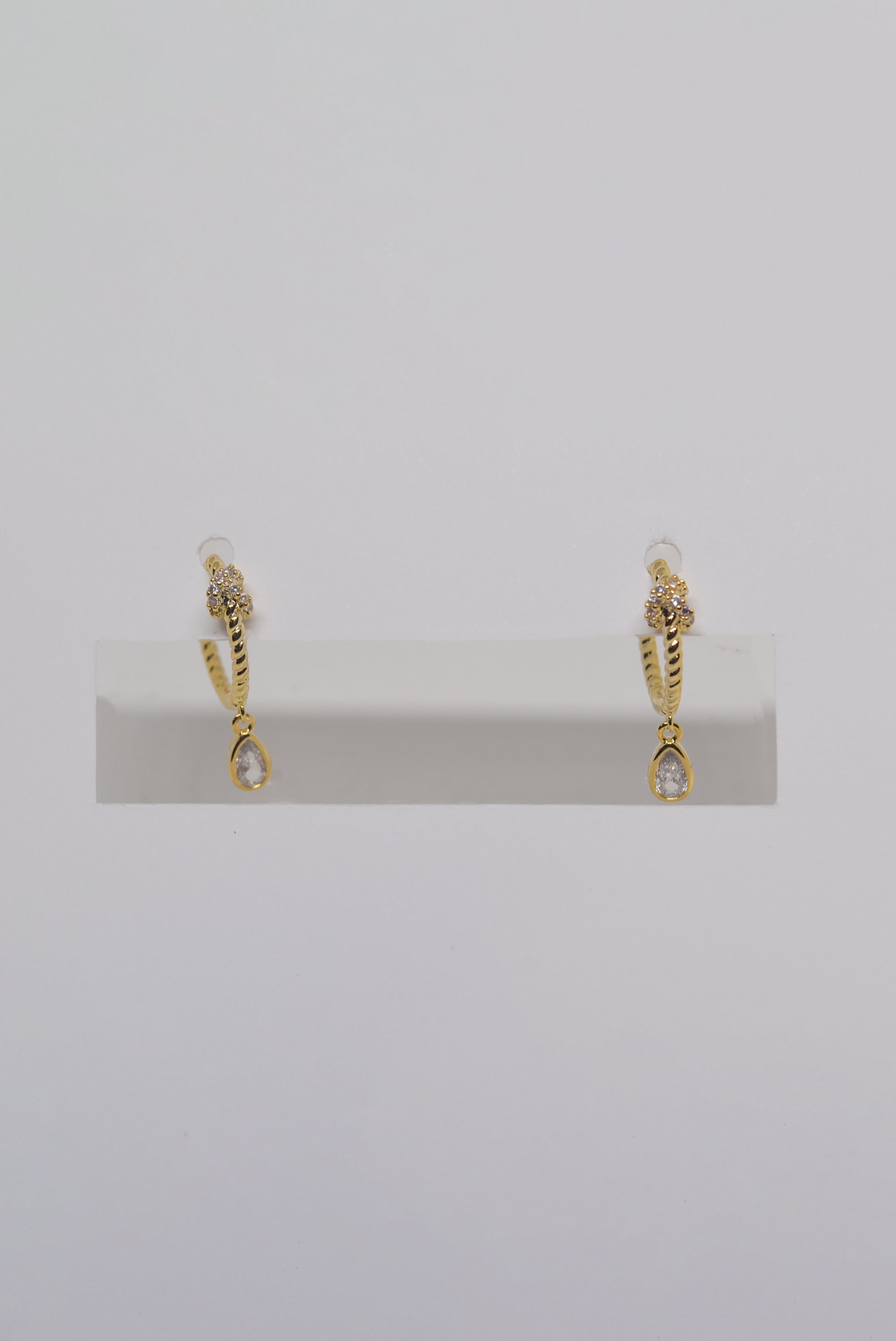 Gold with Drop Diamond Hoops