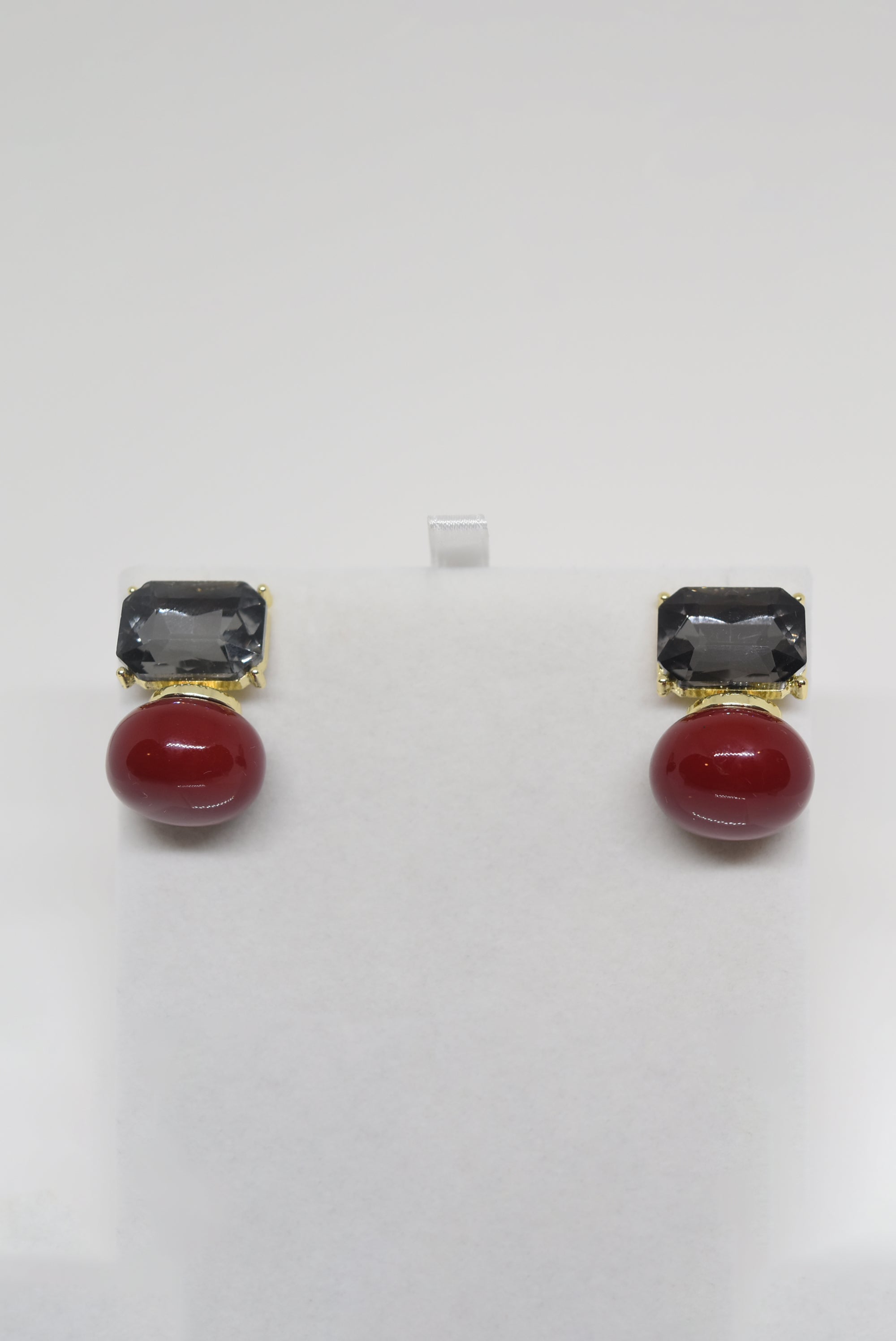 Black Diamond and Red Carnelian Studs