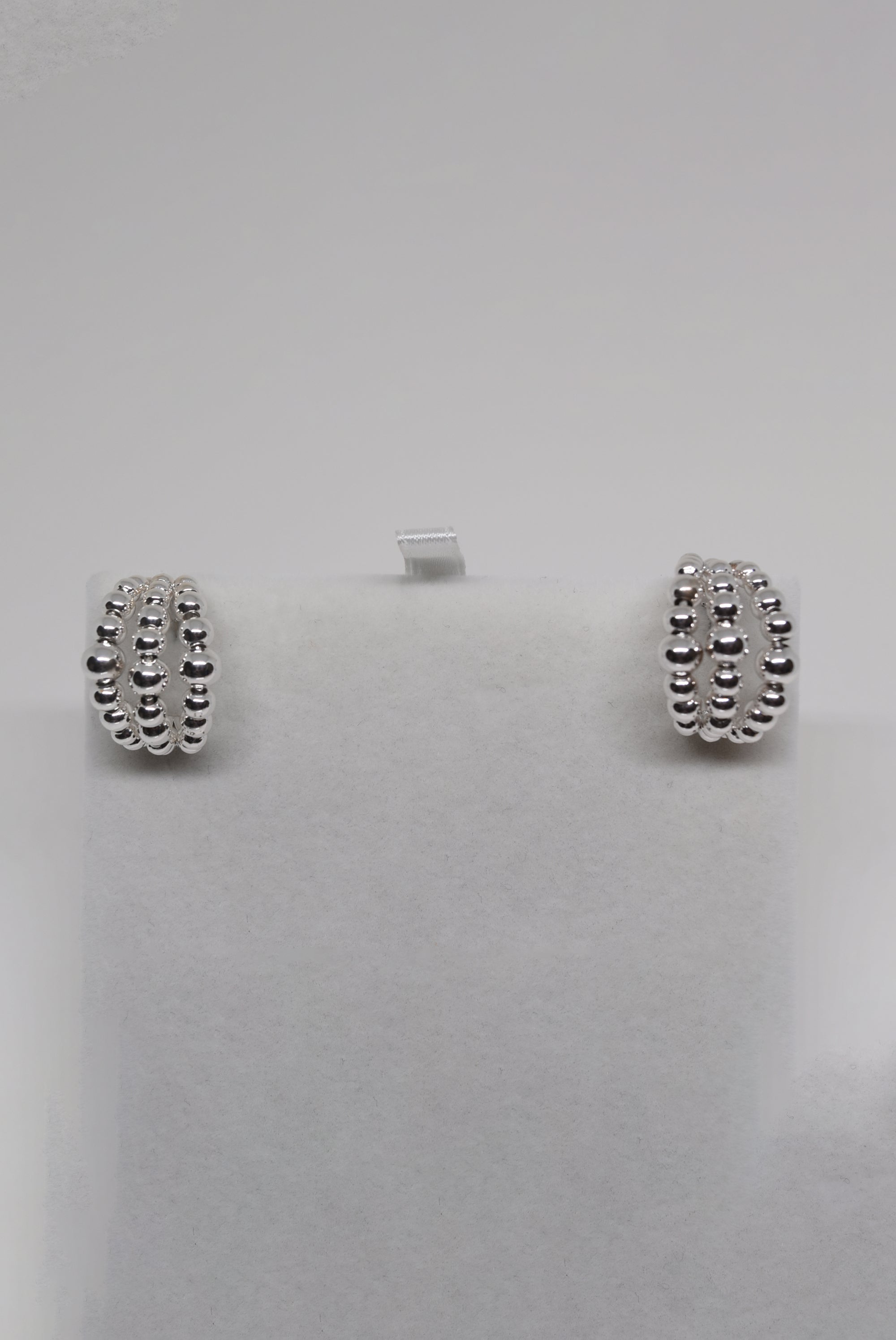 Triple Silver Beads Hoops