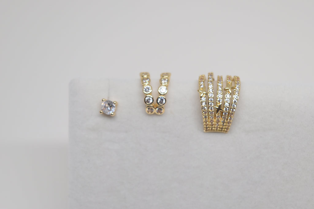 Gold Rhinestones Earcuffs